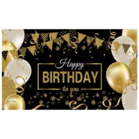 70.8 x 43.3 inch Happy Birthday Backdrop Banner Black And Gold Sign Poster For Birthday Anniversary Party Photo Booth Backdrop Background Banner Decoration Supplies