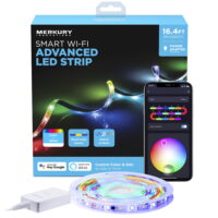 Merkury Innovations Indoor/Outdoor Smart Symphony RGBW Multicolor Strip Lights, 16ft, Sound-Sync