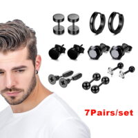 OUSITAID 7 Pairs Hypoallergenic Stainless Steel Ball Stud Earrings for Women and Men
