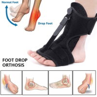 HOTBEST Foot Drop Orthosis Corrector Brace Ankle Support Plantar Fasciitis Ankle Strap Black Night Splint For Plantar Fasciitis, Heel, Ankle, Arch Foot Pain, Achilles Tendonitis