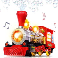 Bubble Blowing Toy Train with Lights and Sounds by Artcreativity - Includes 5oz Bubble Solution and Plastic Funnel - Moving Bump and go Steam Locomotive for Kids for Boys and girls