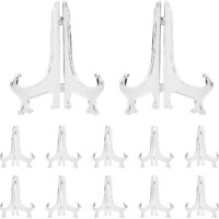 6 Inch Plastic Plate Easel Easel Plate Holder For Pictures Home Wedding Decoration, 12 Pieces (Clear)