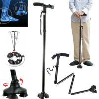 PVUEL Walking Cane for Women Men LED Foldable  All Terrain 360° Pivoting Base Canes for Walking