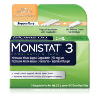 Monistat 3-Dose Yeast InfeCountion Treatment, 3 Suppository Inserts & External Itch Cream