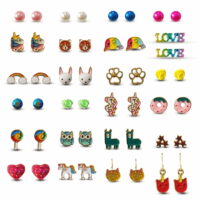 Earrings for Girls Kids Cute Earrings Fun Colorful Stud Earrings, Animal Rainbow Unicorn Cute Earring Jewelry Set Gifts for Teen Girls Women 24 Pairs