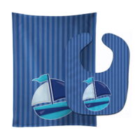 Nautical Sailboat #2 Baby Bib & Burp Cloth