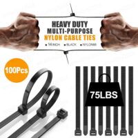 100 Pcs Cable Ties 14' Heavy Duty 75LBS Ultra Nylon Wrap Wire Zip UV Resistant Ties