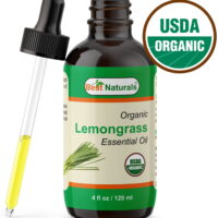 Best Naturals Certified Organic Lemongrass Essential Oil with Glass Dropper Lemongrass 4 FL OZ (120 ml)