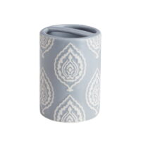 My Texas House Channing Damask Ceramic Bathroom Tumbler, Grey