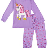 Little Hand Girls Pajamas Sets Purple Unicorn 100% Cotton Long Sleeve Sleepwear Size 7T