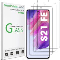 (3 Pack) amFilm Samsung Galaxy S21 FE Tempered Glass Screen Protector (5G 2021)