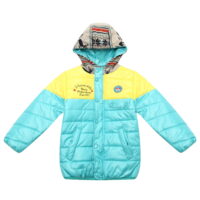 Richie House Little Boys Blue Printed Hood Tribal Padding Jacket 3/4
