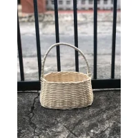 Giỏ Mây Trắng Dáng Tròn