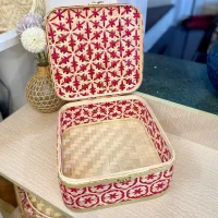 Giỏ Mây Tre Đan Nắp Mở