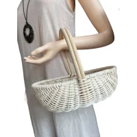 Giỏ Mây Trắng Dáng Oval