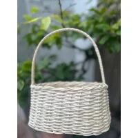 Giỏ Mây Trắng Tròn Cao