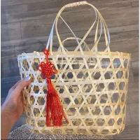 Giỏ Tre Đan Lưới Trang Trí