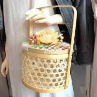Giỏ Tre Hoa Nắp Tròn