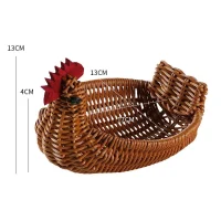 Giỏ mây tre đan hình con gà trang trí