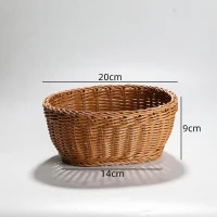 Giỏ mây tre đan hình oval bo tròn miệng trơn