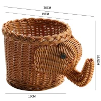 Giỏ mây tre đan hình con voi trang trí