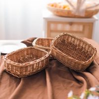 Giỏ Mây Tre Đan Chữ Nhật Dạng Khay Miệng Loe