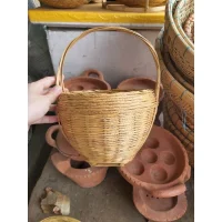 Giỏ Mây Tre Đan Tròn Dáng Hạt Cà Phê Có Quai