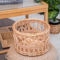 Giỏ Mây Tre Đan Tròn Kiểu Đan Hoa Văn