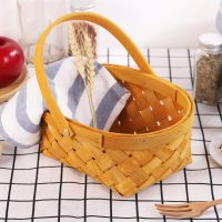 Giỏ Mây Tre Đan Bầu Dục Dạng Nan Dẹt Có Quai