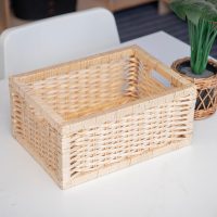 Giỏ mây tre đan hình chữ nhật có tay cầm hở