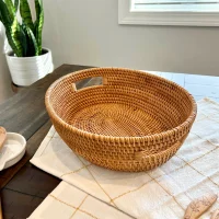Rổ Đan Thủ Công Hình Bầu Dục Có Tay Cầm