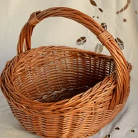 Giỏ Mây Tre Đan Tròn Miệng Lượn Sóng Có Quai