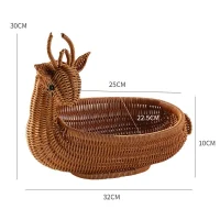 Giỏ mây tre đan hình con hươu trang trí