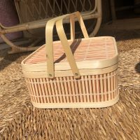 Giỏ Mây Tre Đan Pic-nic Dạng Hộp Có Quai Gỗ