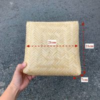 Giỏ Mây Tre Đan Vuông Đáy Họa Tiết Xương Cá