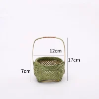 Giỏ Mây Tre Đan Tròn Xanh Lá Mắt Lưới