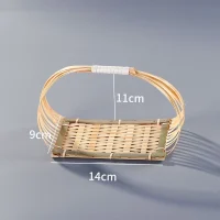 Giỏ Mây Tre Đan Chữ Nhật Dẹt Có Quai Bọc