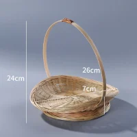 Giỏ Mây Tre Đan Bầu Dục Dẹt Có Quai Bọc