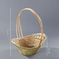 Giỏ Mây Tre Đan Đáy Xanh Lá Miệng Loe Có Quai