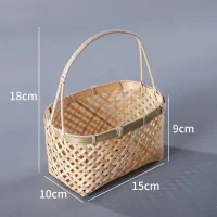 Giỏ Mây Tre Đan Chữ Nhật Mắt Lưới Có Quai