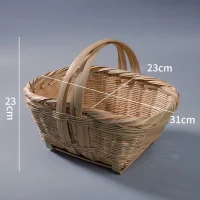 Giỏ Mây Tre Đan Chữ Nhật Kích Thước Lớn Có Quai