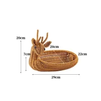 Giỏ mây tre đan hình con hươu có sừng trang trí
