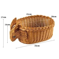 Giỏ mây tre đan hình con thỏ tai dài trang trí