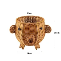 Giỏ mây tre đan hình con heo tròn chân đứng