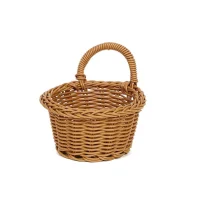 Giỏ Mây Tre Đan Tròn Miệng Lượn Có Quai