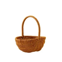 Giỏ Mây Tre Đan Tròn Thân Cong Có Quai