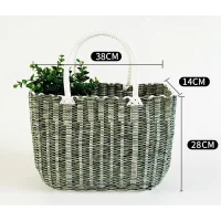 Giỏ Mây Tre Đan Chữ Nhật Bo Góc Hai Màu Có Quai