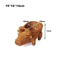 Giỏ Mây Tre Đan Hình Con Trâu Trang Trí