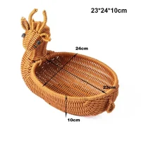 Giỏ Mây Tre Đan Hình Hươu Trang Trí