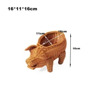 Giỏ Mây Tre Đan Hình Con Lợn Trang Trí